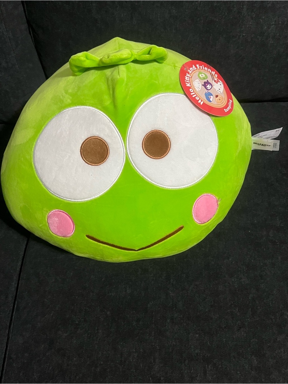 Bright Green Frog Plush Pillow - Cute Cartoon Face